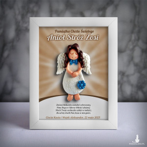 Pamiątka Chrztu Świętego - ramka 15x20 z aniołkiem