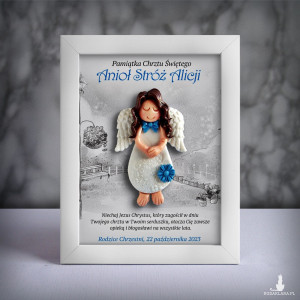 Pamiątka Chrztu Świętego - ramka 15x20 z aniołkiem