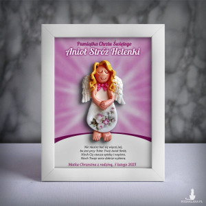 Pamiątka Chrztu Świętego - ramka 15x20 z aniołkiem
