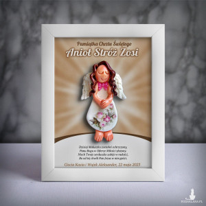 Pamiątka Chrztu Świętego - ramka 15x20 z aniołkiem