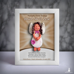 Pamiątka Chrztu Świętego - ramka 15x20 z aniołkiem