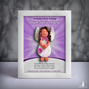 Pamiątka Chrztu Świętego - ramka 15x20 z aniołkiem