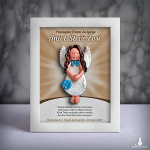 Pamiątka Chrztu Świętego - ramka 15x20 z aniołkiem