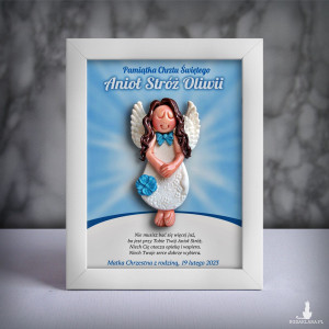 Pamiątka Chrztu Świętego - ramka 15x20 z aniołkiem