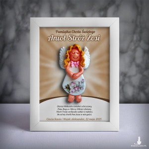 Pamiątka Chrztu Świętego - ramka 15x20 z aniołkiem