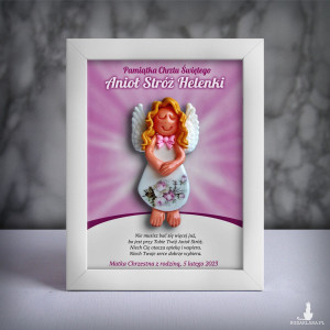 Pamiątka Chrztu Świętego - ramka 15x20 z aniołkiem