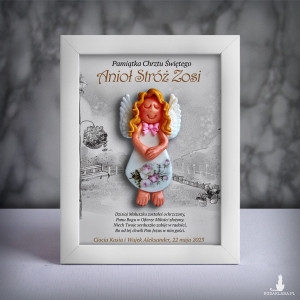 Pamiątka Chrztu Świętego - ramka 15x20 z aniołkiem