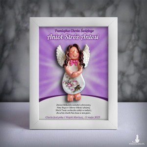 Pamiątka Chrztu Świętego - ramka 15x20 z aniołkiem