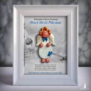 Pamiątka Chrztu Świętego - ramka 15x20 z aniołkiem