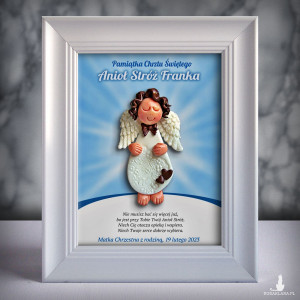 Pamiątka Chrztu Świętego - ramka 15x20 z aniołkiem