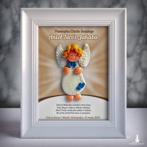 Pamiątka Chrztu Świętego - ramka 15x20 z aniołkiem