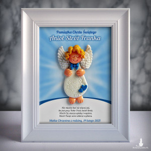 Pamiątka Chrztu Świętego - ramka 15x20 z aniołkiem