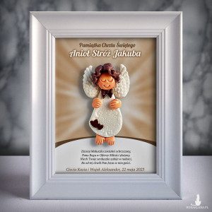 Pamiątka Chrztu Świętego - ramka 15x20 z aniołkiem