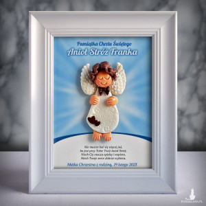Pamiątka Chrztu Świętego - ramka 15x20 z aniołkiem