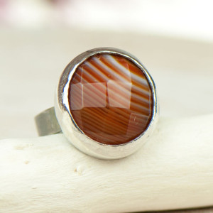 Minimalistyczny pierścionek z agatem w srebrze a663