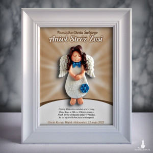 Pamiątka Chrztu Świętego - ramka 15x20 z aniołkiem