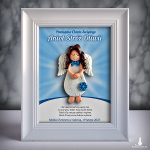 Pamiątka Chrztu Świętego - ramka 15x20 z aniołkiem