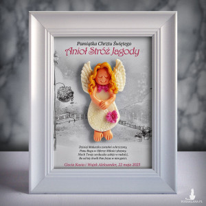 Pamiątka Chrztu Świętego - ramka 15x20 z aniołkiem