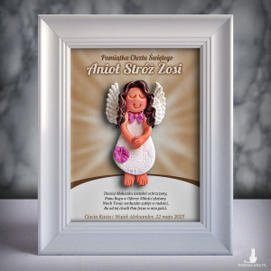 Pamiątka Chrztu Świętego - ramka 15x20 z aniołkiem