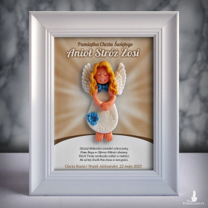 Pamiątka Chrztu Świętego - ramka 15x20 z aniołkiem