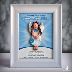 Pamiątka Chrztu Świętego - ramka 15x20 z aniołkiem