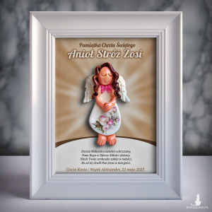 Pamiątka Chrztu Świętego - ramka 15x20 z aniołkiem