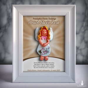 Pamiątka Chrztu Świętego - ramka 15x20 z aniołkiem