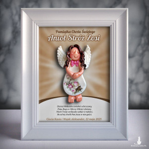 Pamiątka Chrztu Świętego - ramka 15x20 z aniołkiem