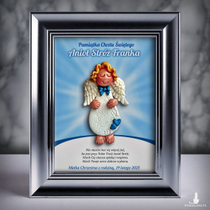 Pamiątka Chrztu Świętego - ramka 15x20 z aniołkiem