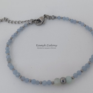 Bransoletka z kamieni naturalnych - chaldedonit, akwamaryn