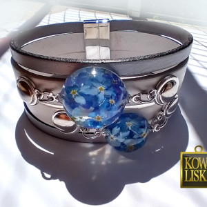 Niezapomniana III - bransoletka z żywicy i rzemieni