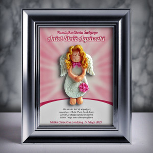 Pamiątka Chrztu Świętego - ramka 15x20 z aniołkiem