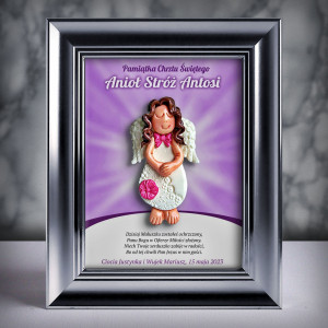 Pamiątka Chrztu Świętego - ramka 15x20 z aniołkiem