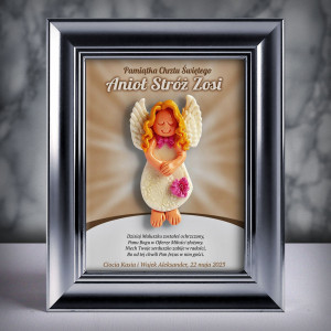 Pamiątka Chrztu Świętego - ramka 15x20 z aniołkiem