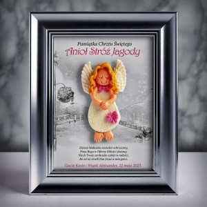 Pamiątka Chrztu Świętego - ramka 15x20 z aniołkiem