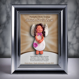 Pamiątka Chrztu Świętego - ramka 15x20 z aniołkiem