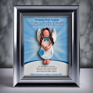 Pamiątka Chrztu Świętego - ramka 15x20 z aniołkiem