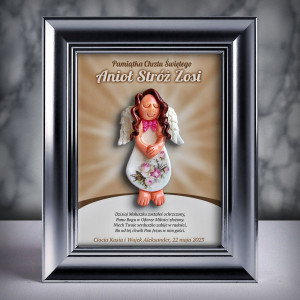 Pamiątka Chrztu Świętego - ramka 15x20 z aniołkiem
