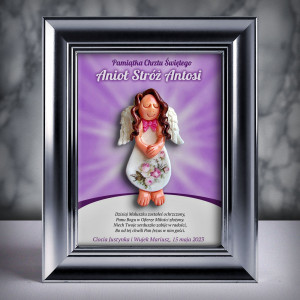 Pamiątka Chrztu Świętego - ramka 15x20 z aniołkiem