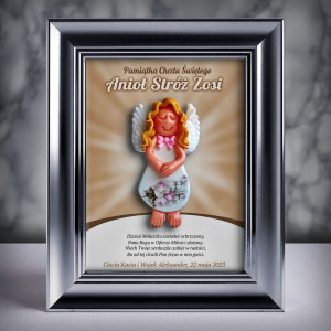 Pamiątka Chrztu Świętego - ramka 15x20 z aniołkiem