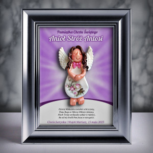 Pamiątka Chrztu Świętego - ramka 15x20 z aniołkiem