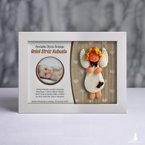 Pamiątka Chrztu Świętego - ramka 15x20 z aniołkiem