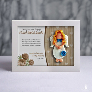 Pamiątka Chrztu Świętego - ramka 15x20 z aniołkiem