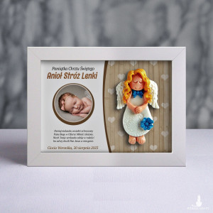 Pamiątka Chrztu Świętego - ramka 15x20 z aniołkiem