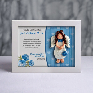 Pamiątka Chrztu Świętego - ramka 15x20 z aniołkiem
