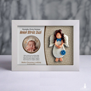 Pamiątka Chrztu Świętego - ramka 15x20 z aniołkiem
