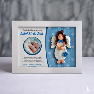 Pamiątka Chrztu Świętego - ramka 15x20 z aniołkiem