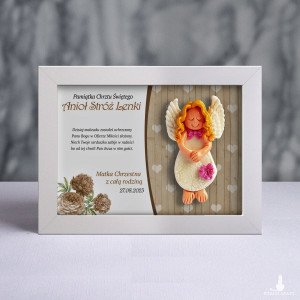 Pamiątka Chrztu Świętego - ramka 15x20 z aniołkiem