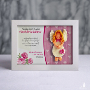 Pamiątka Chrztu Świętego - ramka 15x20 z aniołkiem