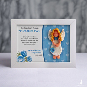 Pamiątka Chrztu Świętego - ramka 15x20 z aniołkiem